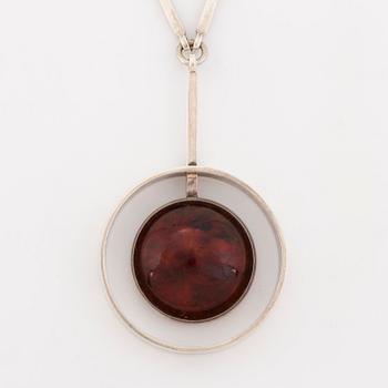 A Niels Erik From silver and amber necklace and ring.