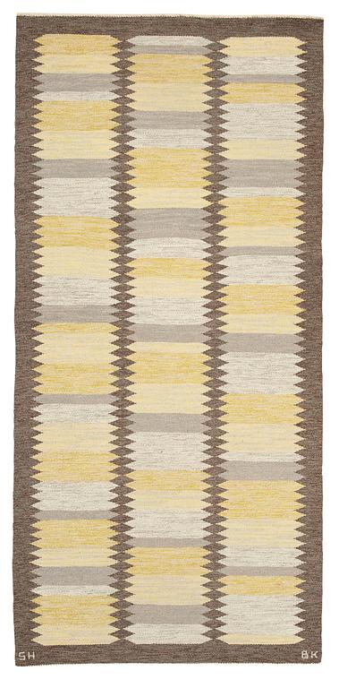 Berit Koenig, A RUNNER, "Viggen", flat weave, 259 x 123,5 cm, signed SH BK.