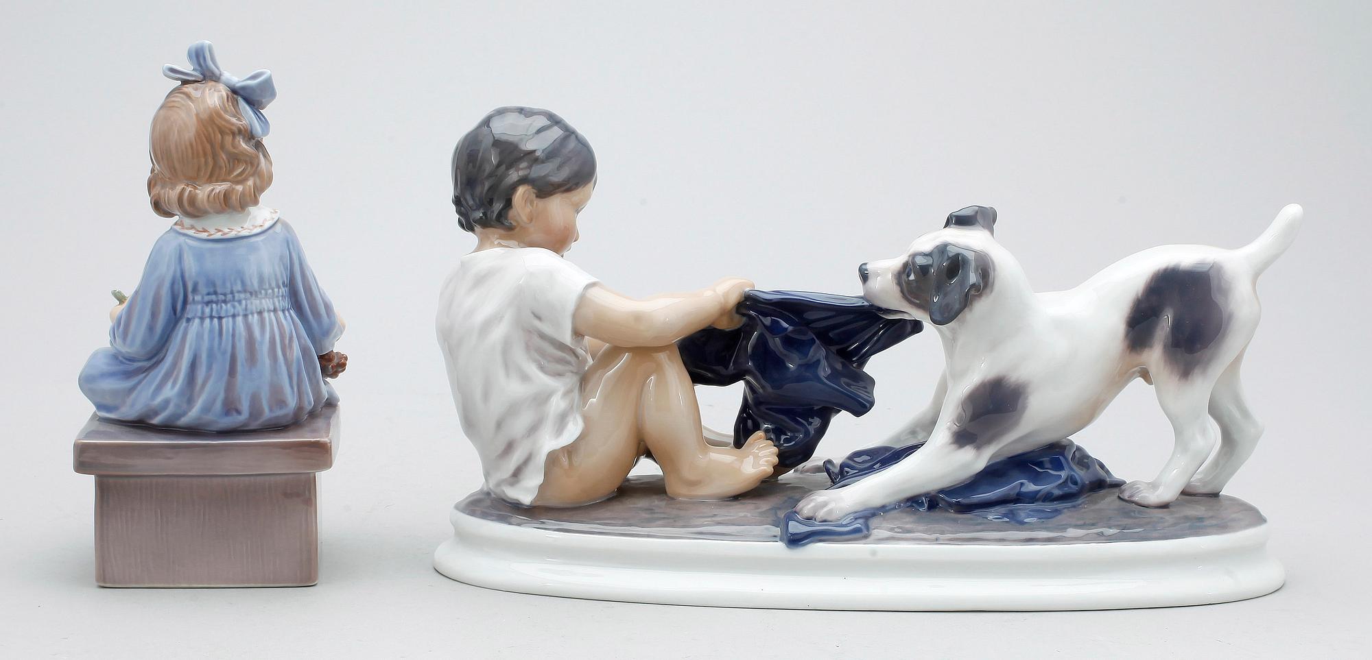 FIGURINER, 2 st, porslin, Dahl Jensen, Köpenhamn, Danmark.