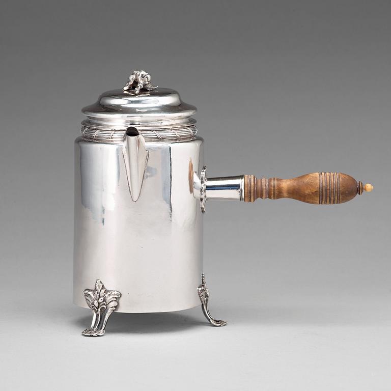 A Swedish 18th century silver coffee-pot, mark of Claes Ekman, Kristinehamn 1774.