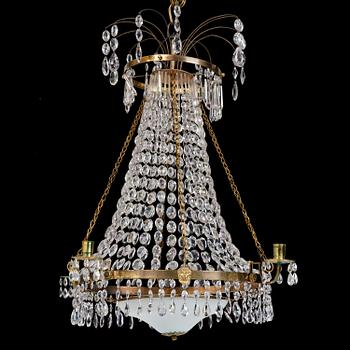 A late Gustavian five-light chandelier, late 18th century.