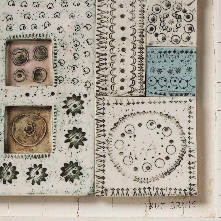 Rut Bryk, a stoneware wall relief, Arabia, Finland 1960s.