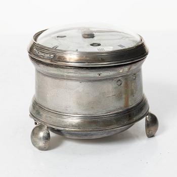 A silver carriage clock by I. Nesselius (watchmaker 1811-46), case by P. G. Strömberg, Linköping 1820.