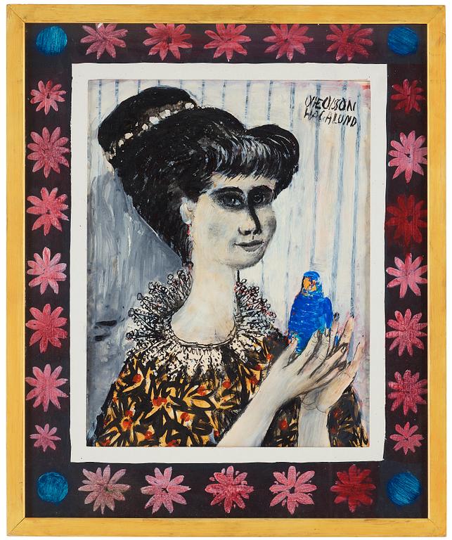 Olle Olsson-Hagalund, A girl with a blue budgerigar.