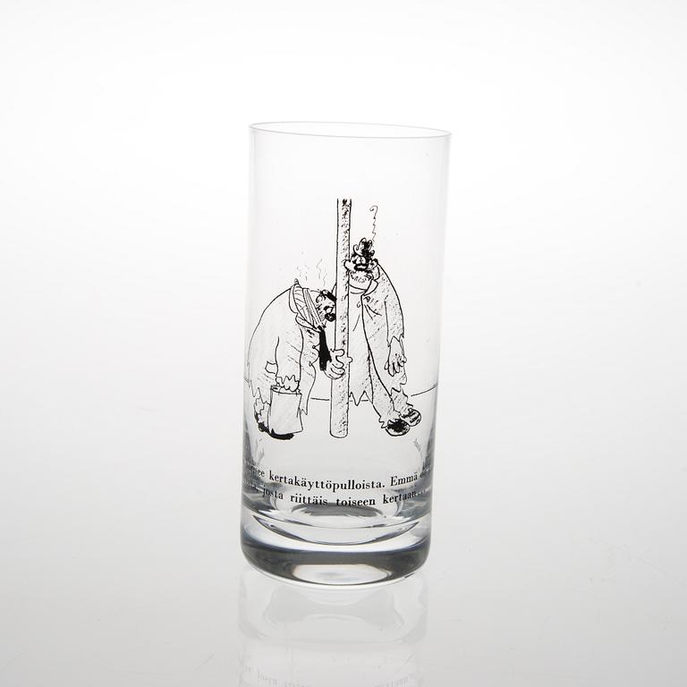 DRICKSGLAS, 6 st, med Kari Suomalainens skämtteckningar.