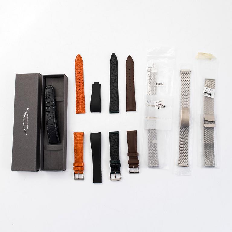 Kokoelma kellorannekkeita, 8 kpl, mm. ABP, Lange & Söhne.