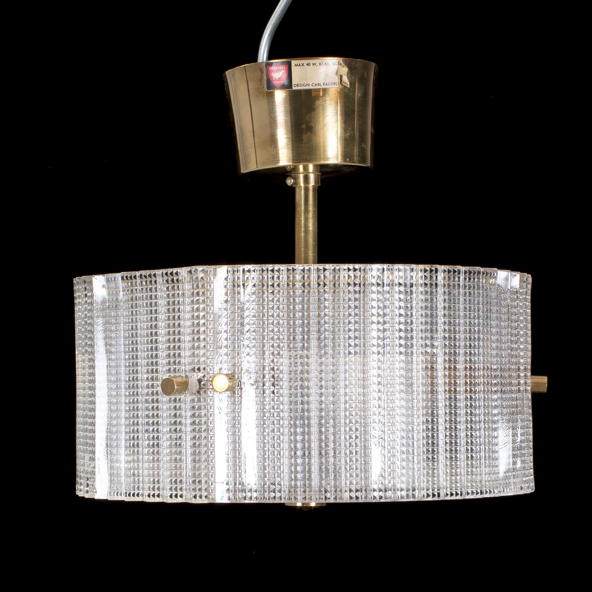 TAKLAMPA, glas. Carl Fagerlund, Orrefors. 1900-tal.
