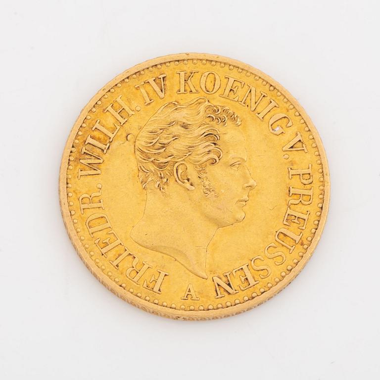 A gold coin, Preussen, Friedrich Wilh IV, 2 d'Or, 1848.