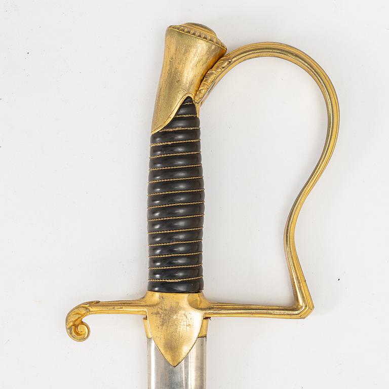 Sabre, Swedish, m/1891 for an officer in the supply corps, with scabbard.