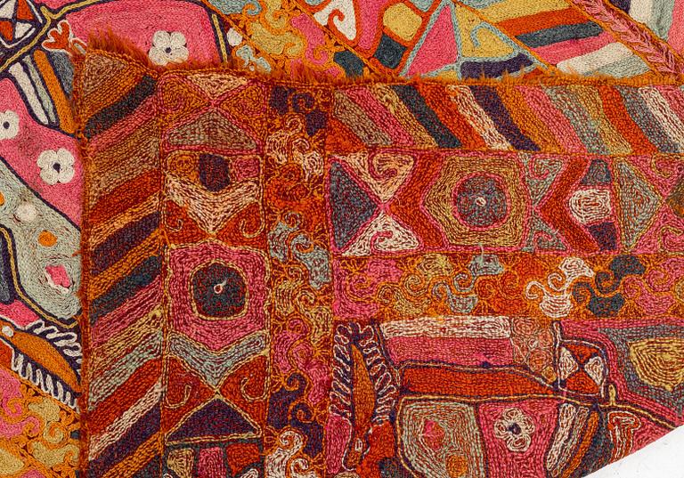 A semi-antique textile with embroideries, nomads, Iraq, c. 245 x 170 cm.
