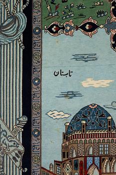 Matta, figural Täbriz, ca 275 x 178 cm.