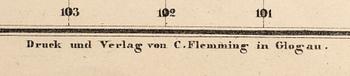 MAP OVER "Texas",  Druck u Verlag v. C. Flemming in Glogan, ca  1854.