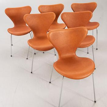 Arne Jacobsen, stolar, 6 st, "Sjuan", för Fritz Hansen, Danmark.