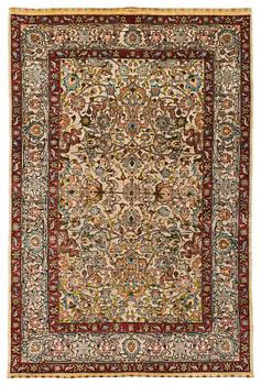 434. A RUG. An old silk Hereke Souf. 148,5 x 98 cm.