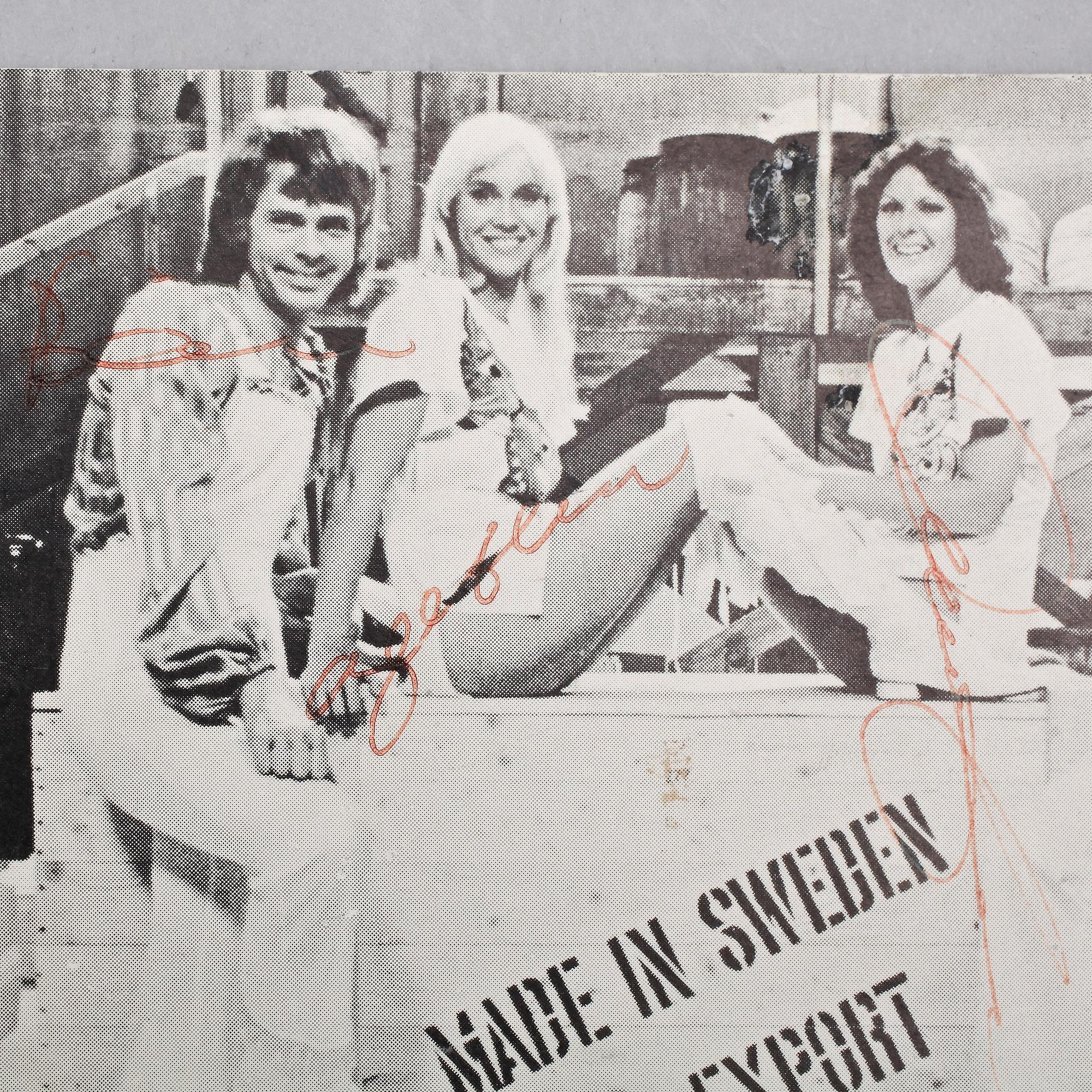 IDOLKORT MED AUTOGRAFER, egenhändiga, ABBA. 1970-tal.