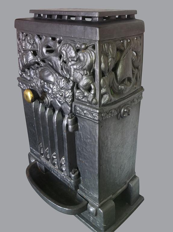 KAMIN, gjutjärn, jugendstil, efter Hans W Larsen, sent 1900-tal.
