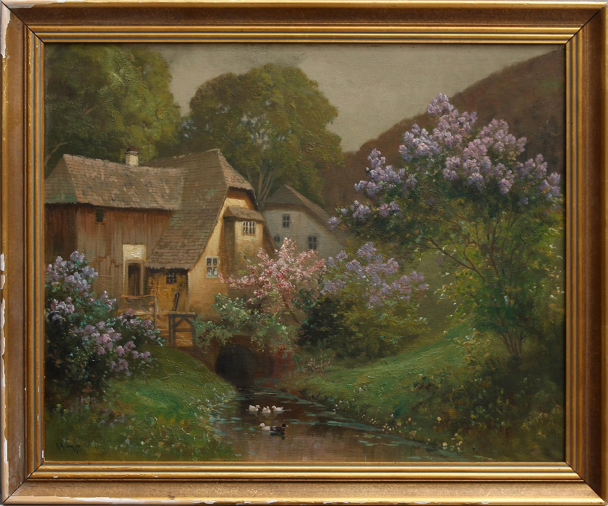 ALOIS ARNEGGER, olja på pannå, sign.