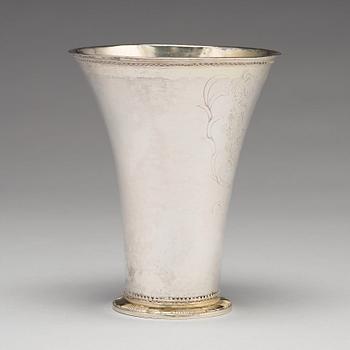 A Swedish 18th century parcel-gilt silver beaker, marks of Carl Petter Tellander, Jönköping 1775.