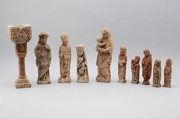 FIGURER, 11 st, sandsten, möjligen medeltida.