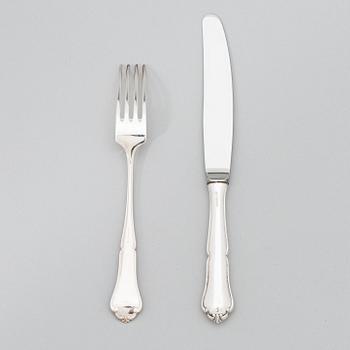 A 24-piece set of 'Chippendale' silver cutklery,  Kultateollisuus oy, Turku, Finland 1978-79.