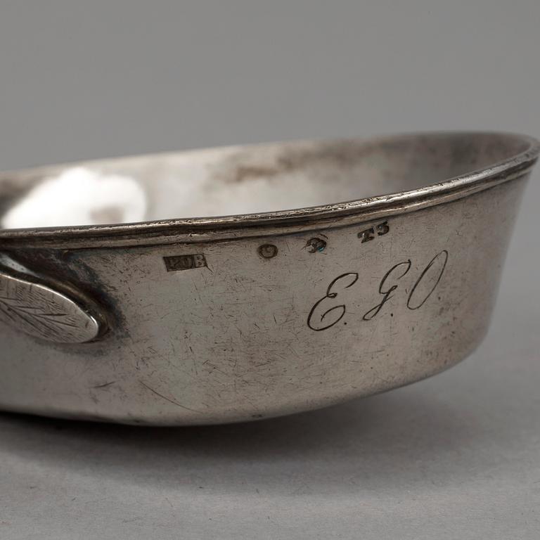 A silver soup ladle by Per Olof Bäckström in Gävle 1825.