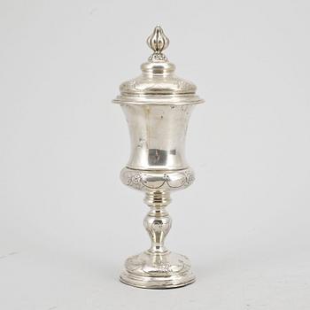 POKAL med LOCK, silver, stämplar saknas, 1800-tal.