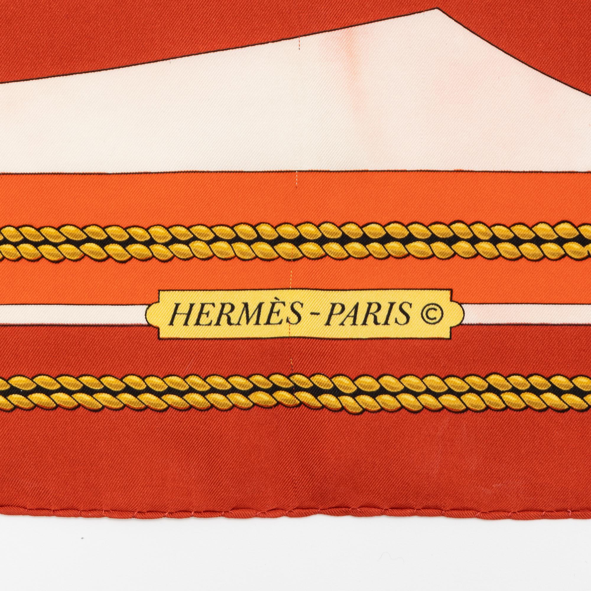 Hermès, three silk scarves.