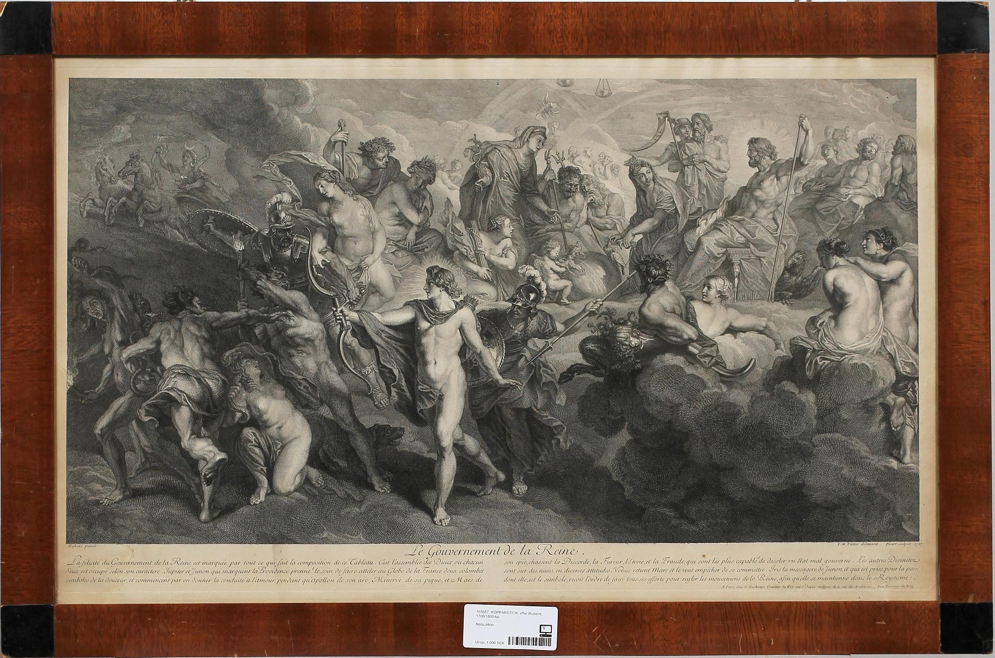 KOPPARSTICK, efter Rubens, 1700/1800-tal.
