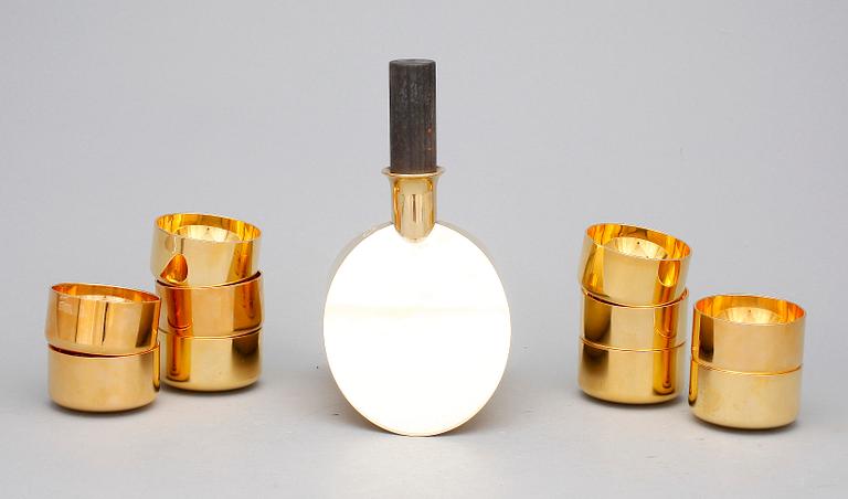 PLUNTA OCH SUPKOPPAR, 1+10st, mässing och förgylld mässing, Pierre Forsell, Skultuna.
