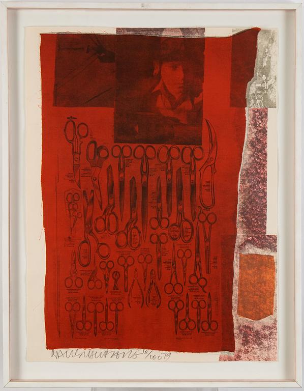 Robert Rauschenberg, silkscreen and collage, 1979, signed 6/100.