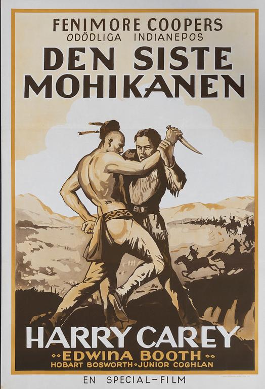 A vintage movie poster 'Den Siste Mohikanen (The Last of the Mohicans)', 1943.