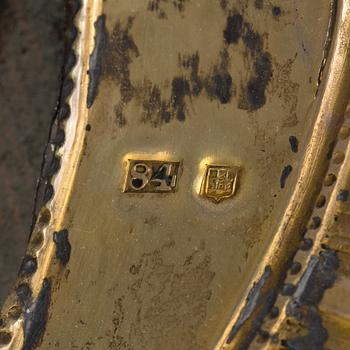 A St John the Baptist icon parcel-gilt rizza, unidentified maker's mark Ogonikov (Огоньковъ), Riga, 1859.