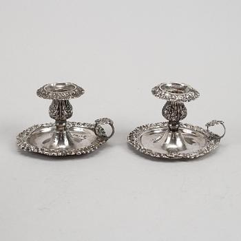 A pair of swedish silver chamber candlesticks, mark of Hans Georg Vogt and HG Vogt & Söner, Kristianstad, one 1853.