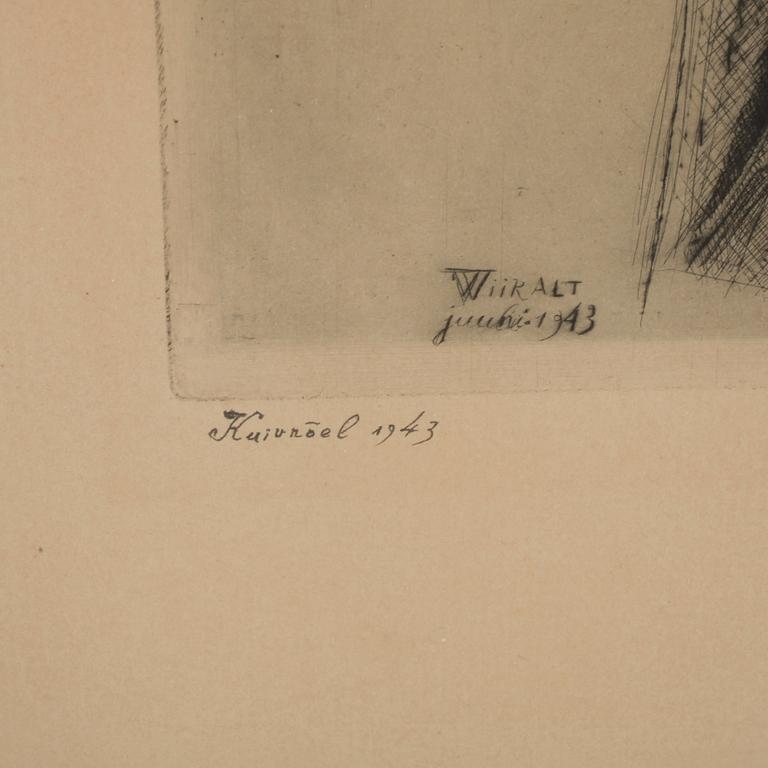 EDUARD WIIRALT. Torrnål. Sign Eduard Wiiralt och dat 1943.