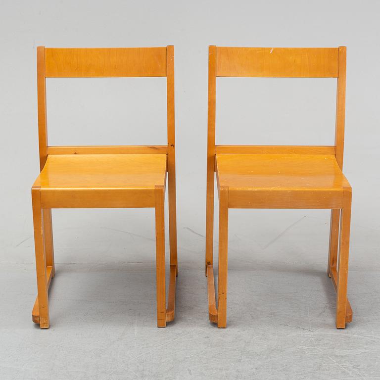 Six birch chairs by Sven Markelius, mid 20th Century.