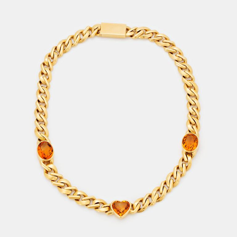 Collier 18K guld med fasettslipade citriner.