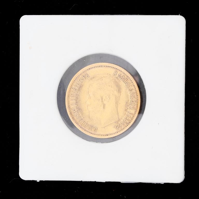 MYNT, guld, 10rubel, Nikolaj II, Ryssland, 1899. Vikt ca 4,3g.