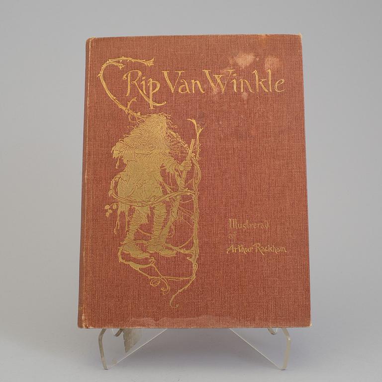 BOK, "Rip van Winkle", Washington Irving. Med egenhändig tillskrift och datum 1907 av John Bauer till dennes fru Esther.