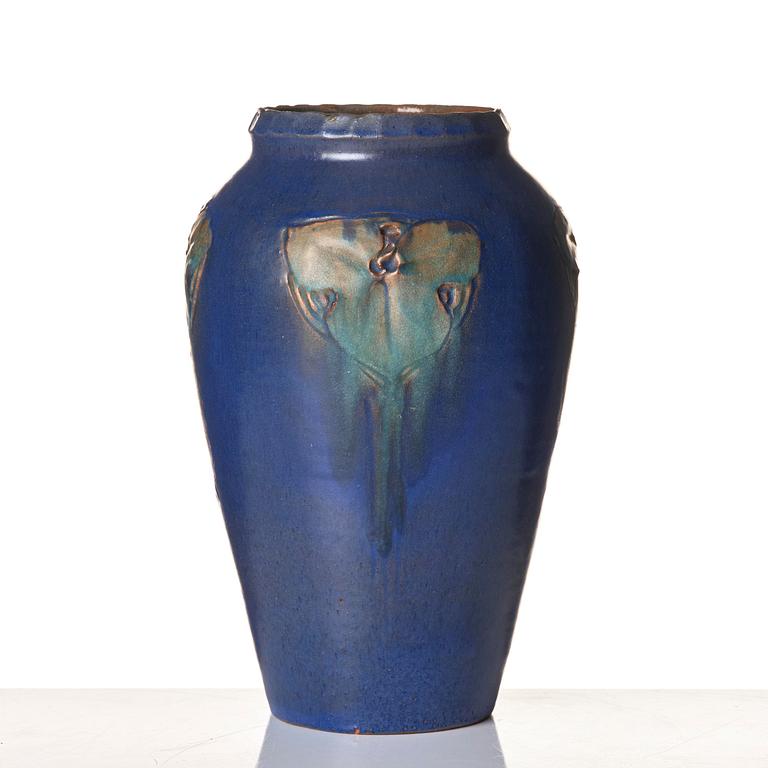 Hilma Persson-Hjelm, a glazed earthenware art nouveau vase, executed in her studio, Arvika 1918. No 6124.