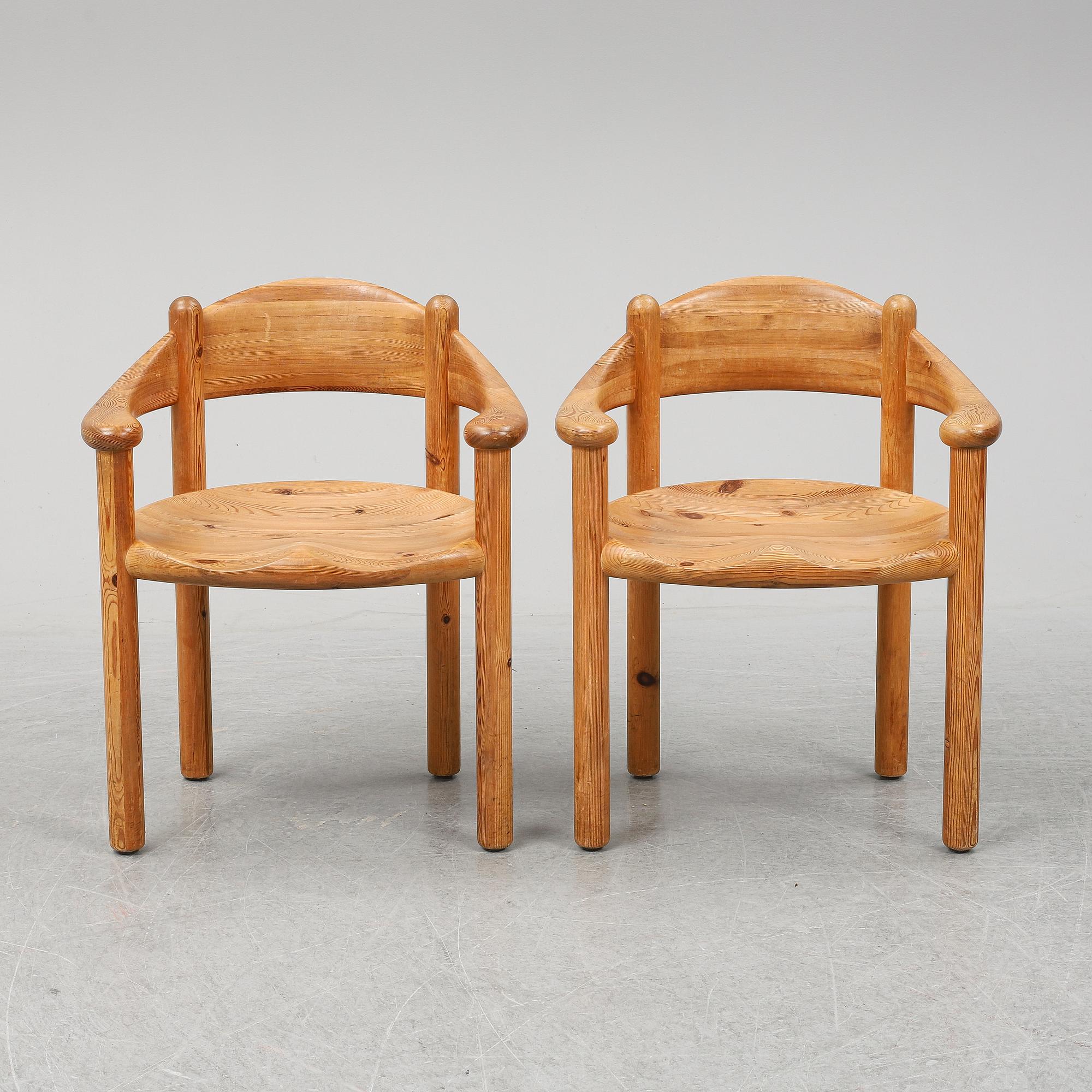 A group of five pine chairs, , Rainer Daumiller, Denmark, 1960/70s.