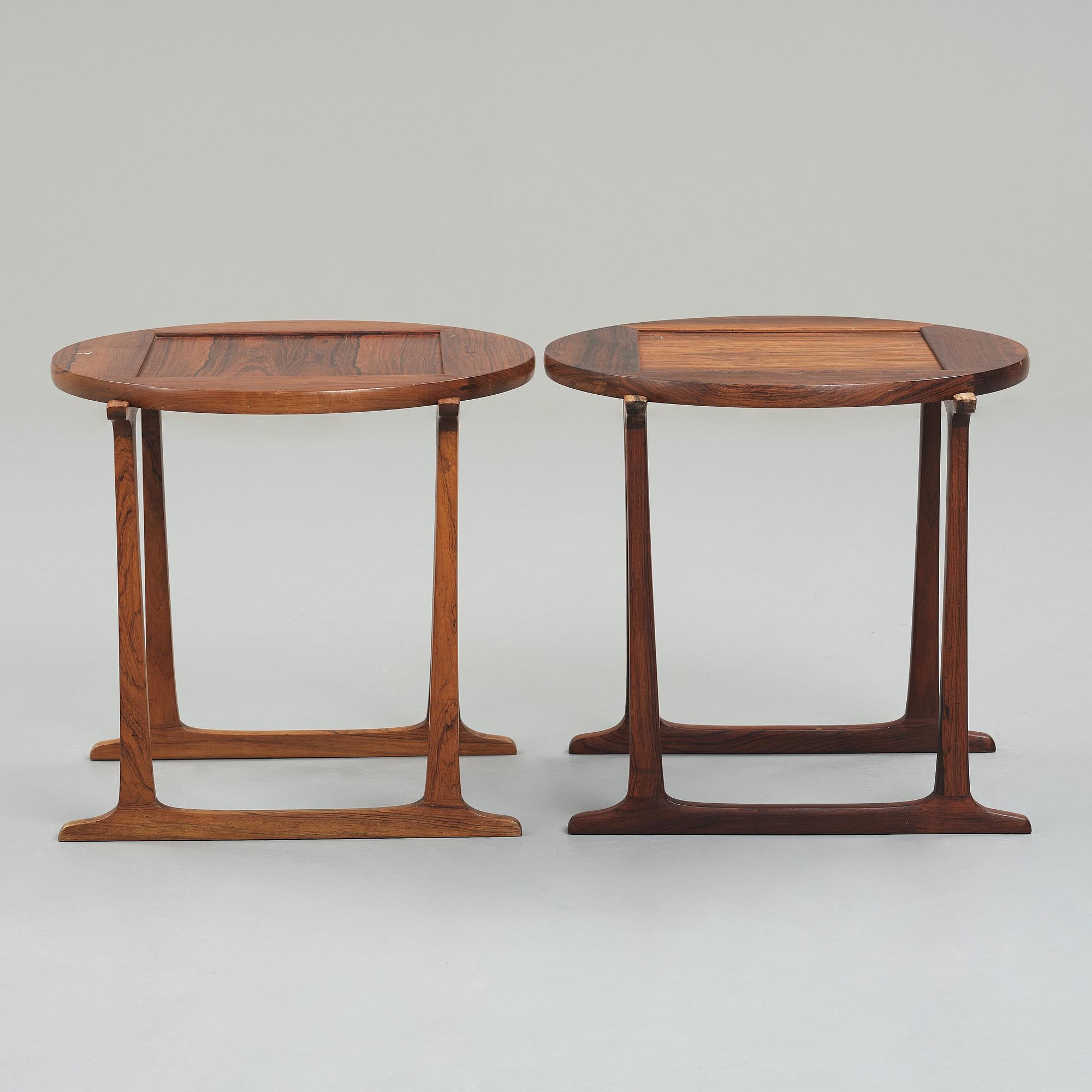Jens Quistgaard, two rosewood side tables, Denmark 1960's.