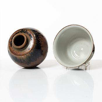 Carl-Harry Stålhane, vas samt skål, unikat, stengods, Rörstrand och Designhuset.