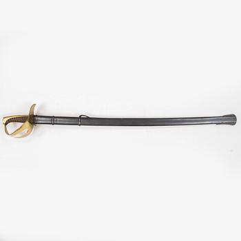 A Swedish cavalry sabre 1854 pattern with scabbard.