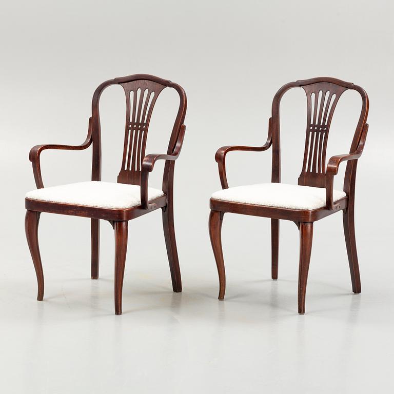 Armchairs, a pair by Thonet, early 20th century.