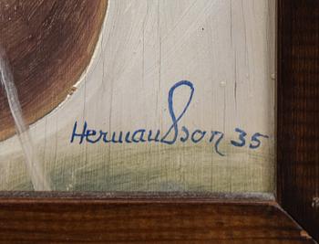Erik Hermansson, 2 delat väggfält, olja på pannå, signerad och daterad -35.