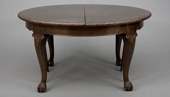 STOLAR, 10+4 st och MATBORD, ek, Chippendale stil, sannolikt Boman, 1900-talets första hälft.