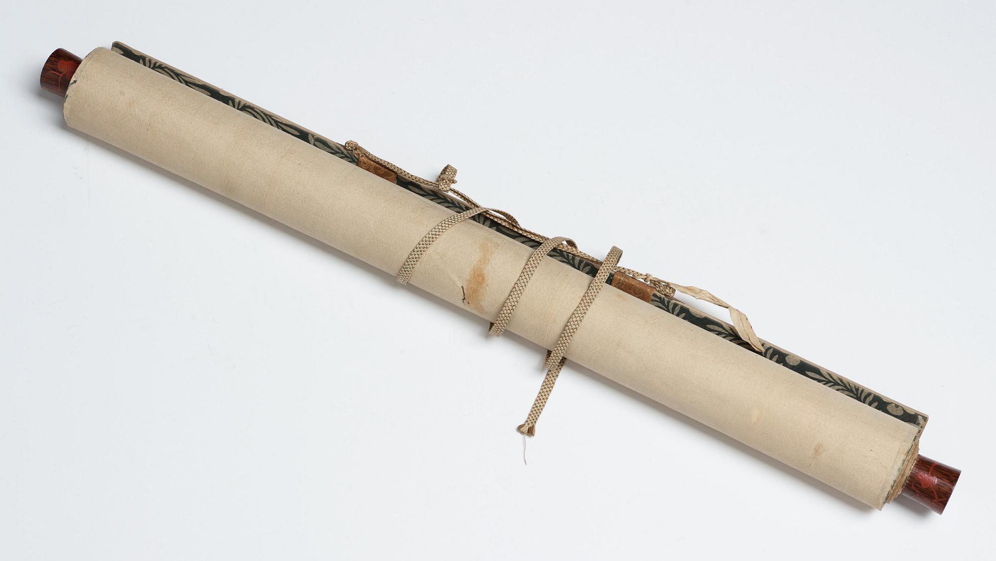 RULLMÅLNING, tusch och färg på papper. Okänd konstnär, Japan, 1800-talets mitt.
