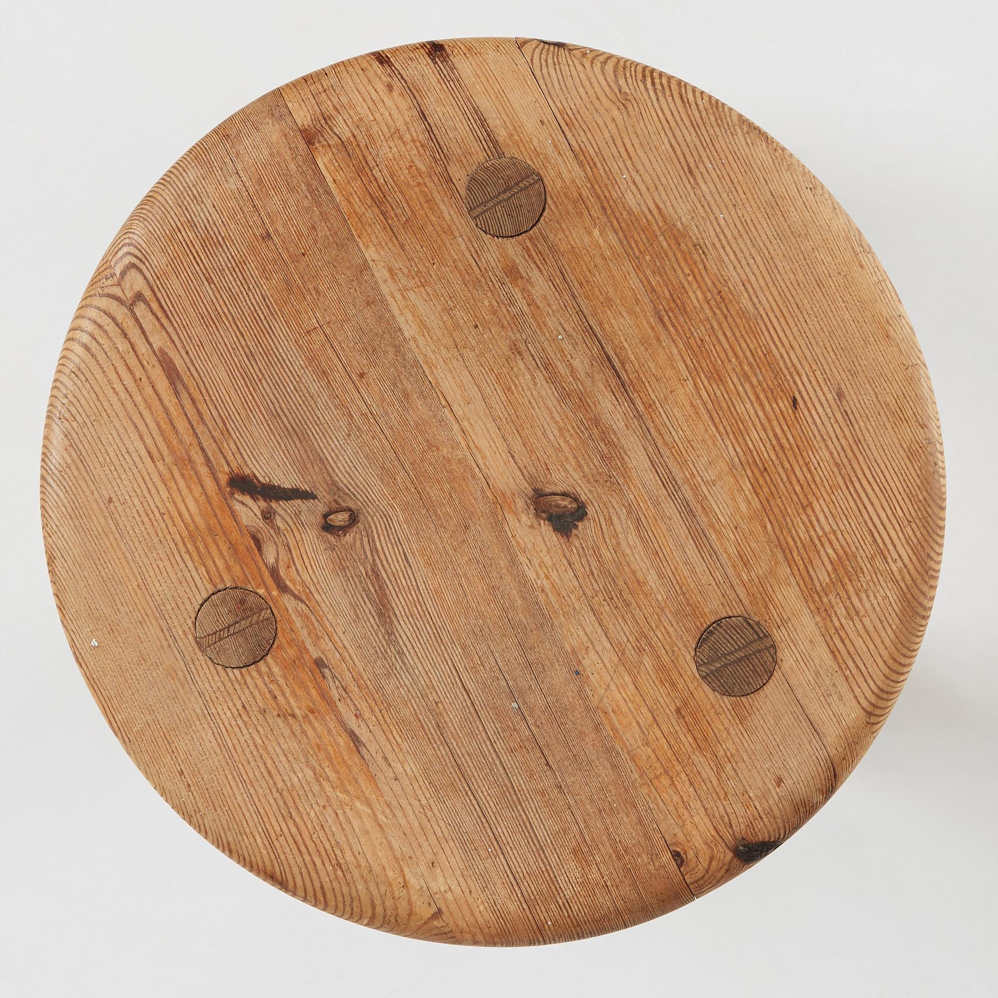 Axel Einar Hjorth, a 'Skoga' stained pine stool, Nordiska Kompaniet, Sweden 1930s.