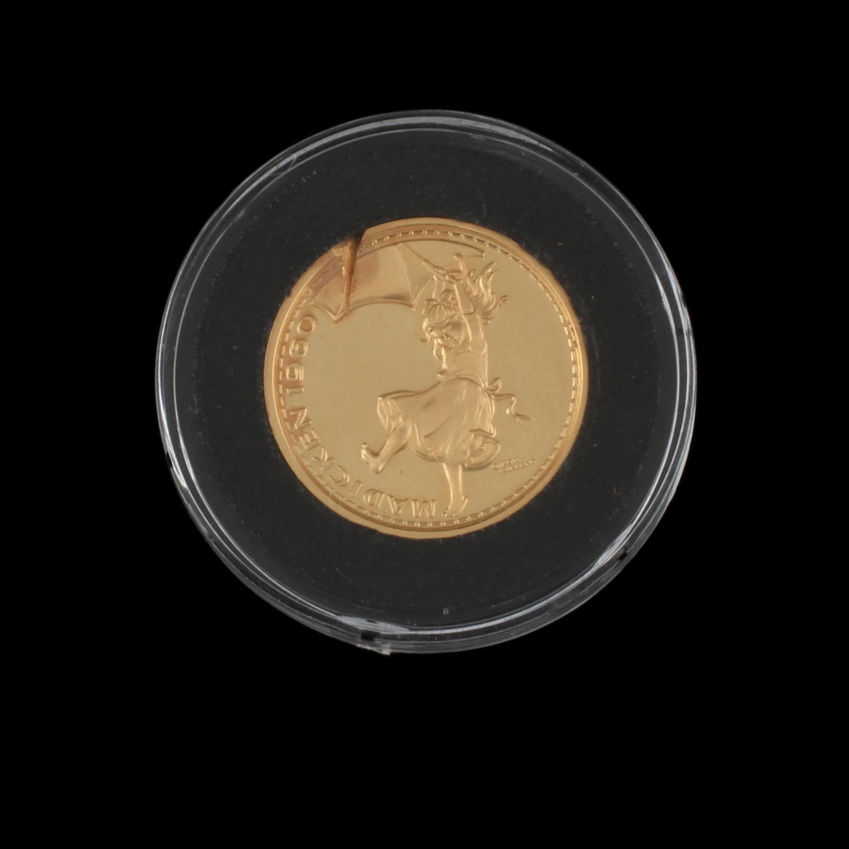 MYNT, 24 k guld, "Madicken 1960 ", vikt ca 9 g.