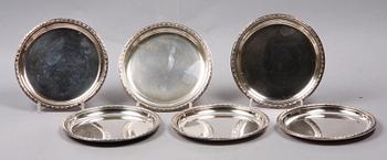 COASTERS, 6 st, nysilver, WA Bolin, 1900-talets mitt.